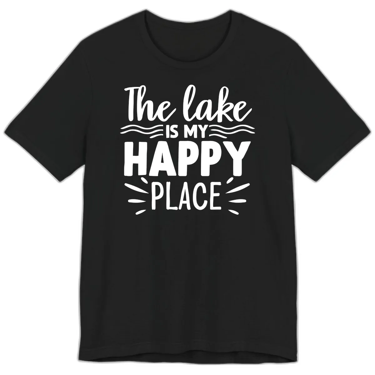 The Lake Is My Happy Place Design Premium T-Shirt in Black