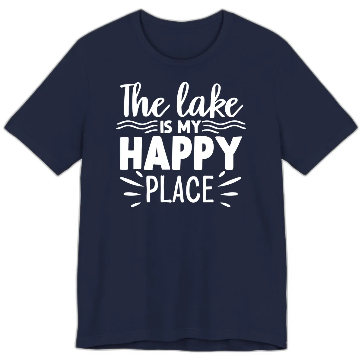 The Lake Is My Happy Place Design Premium T-Shirt in Navy