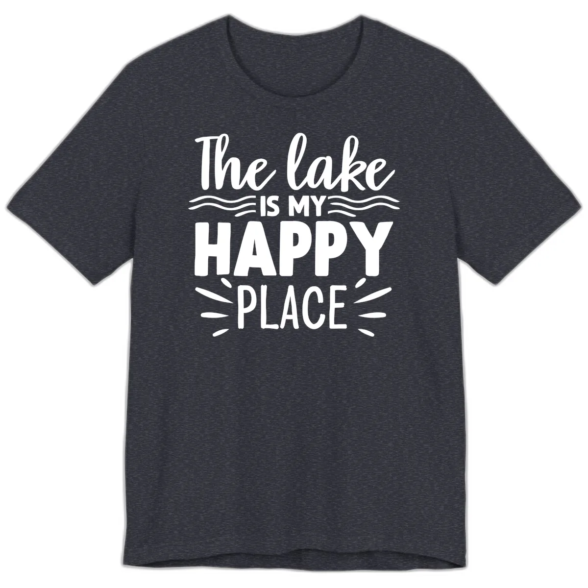 The Lake Is My Happy Place Design Premium T-Shirt in Heather Navy
