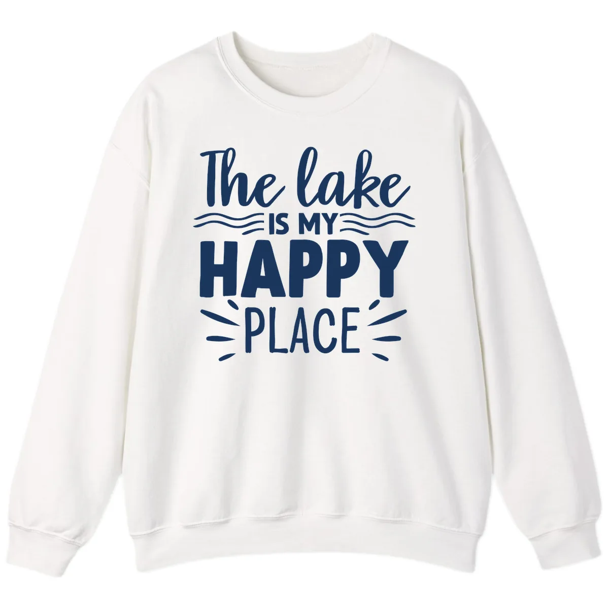 The Lake Is My Happy Place Design Sweatshirt in White