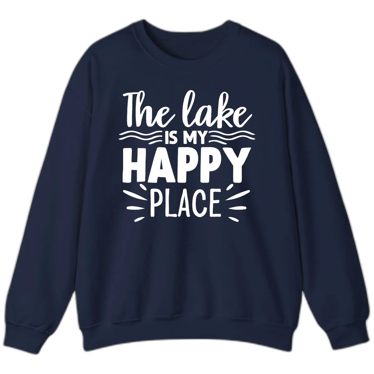 The Lake Is My Happy Place Design Sweatshirt in Navy