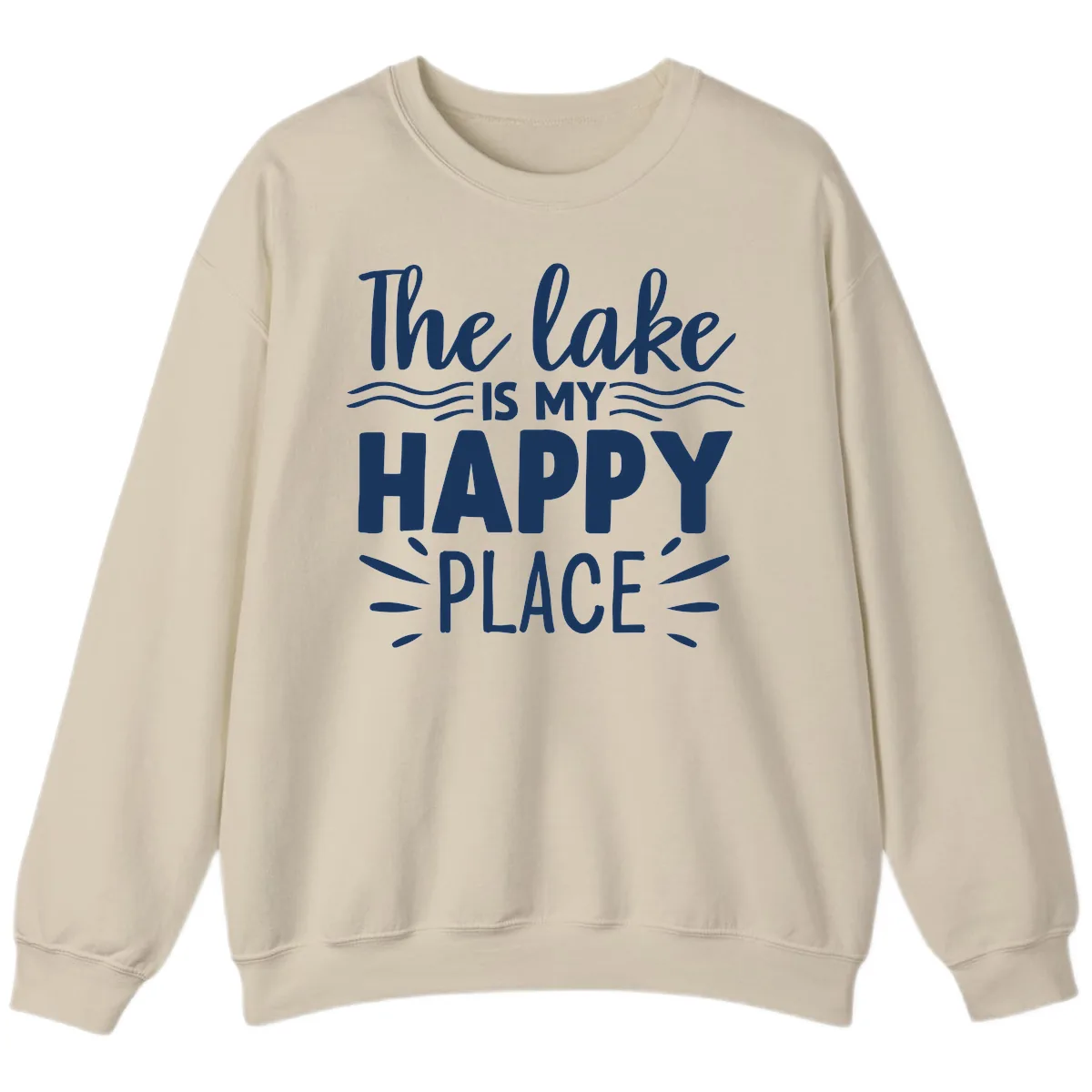 The Lake Is My Happy Place Design Sweatshirt in Sand