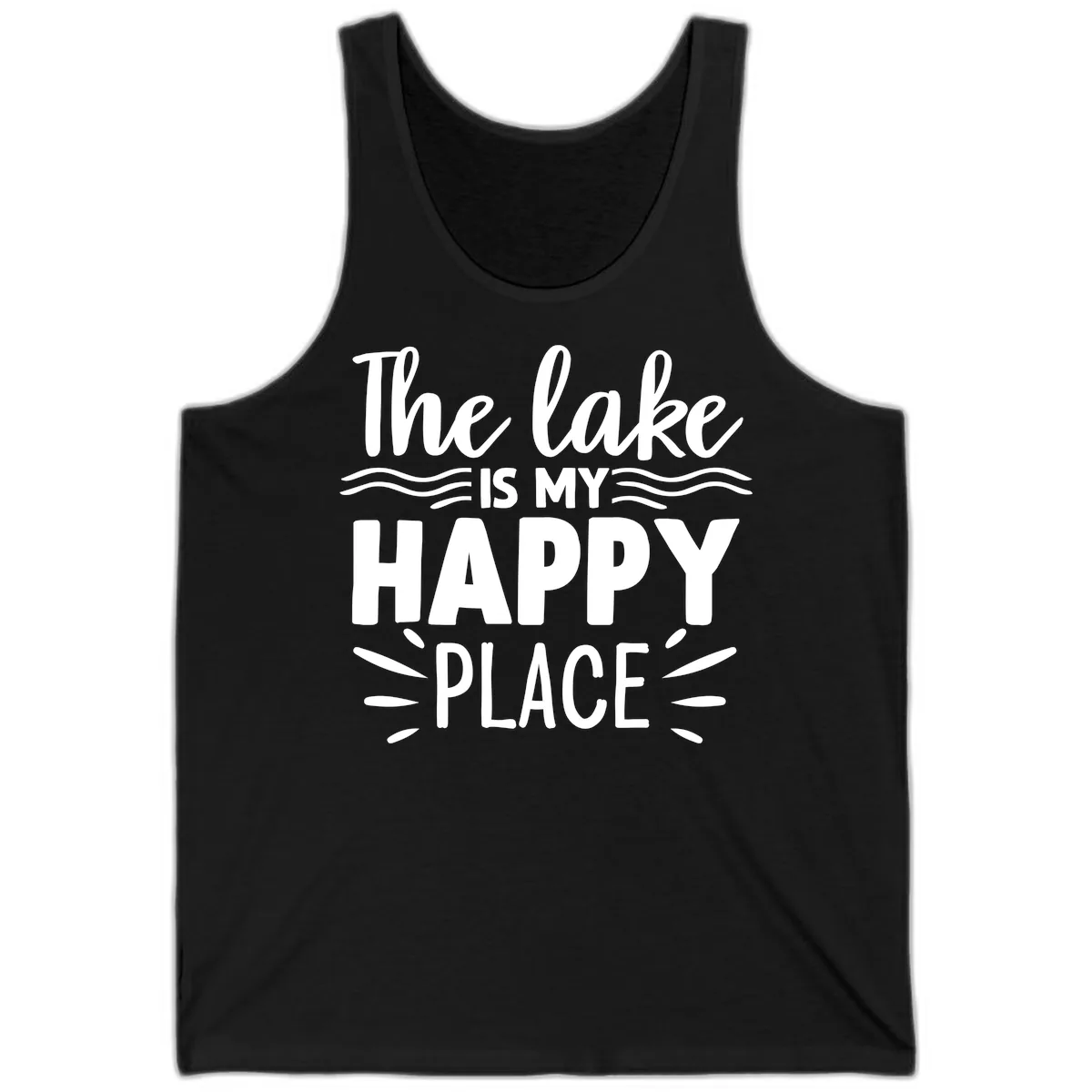 The Lake Is My Happy Place Design Tank in Black