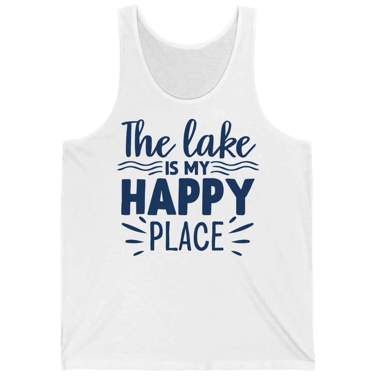 The Lake Is My Happy Place Design Tank in White
