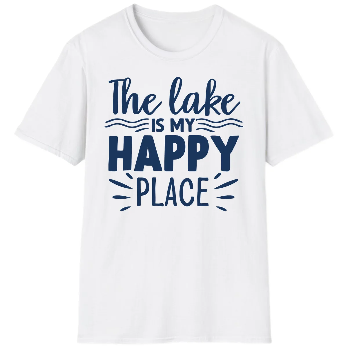 The Lake Is My Happy Place Design T-Shirt in White