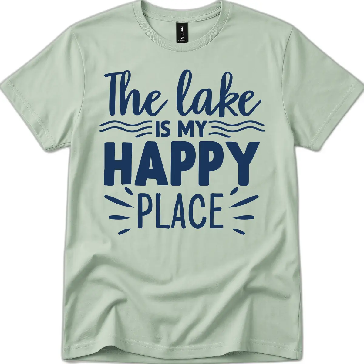 The Lake Is My Happy Place Design T-Shirt in Sage