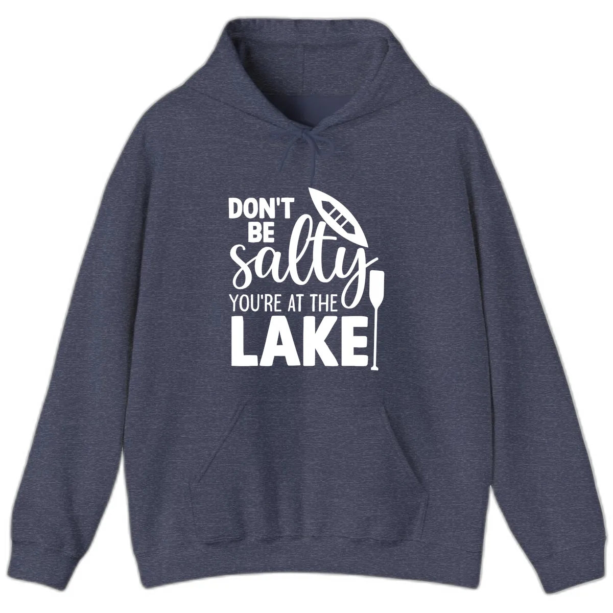 Don't Be Salty You're At The Lake Hoodie in Heather Sport Dark Navy
