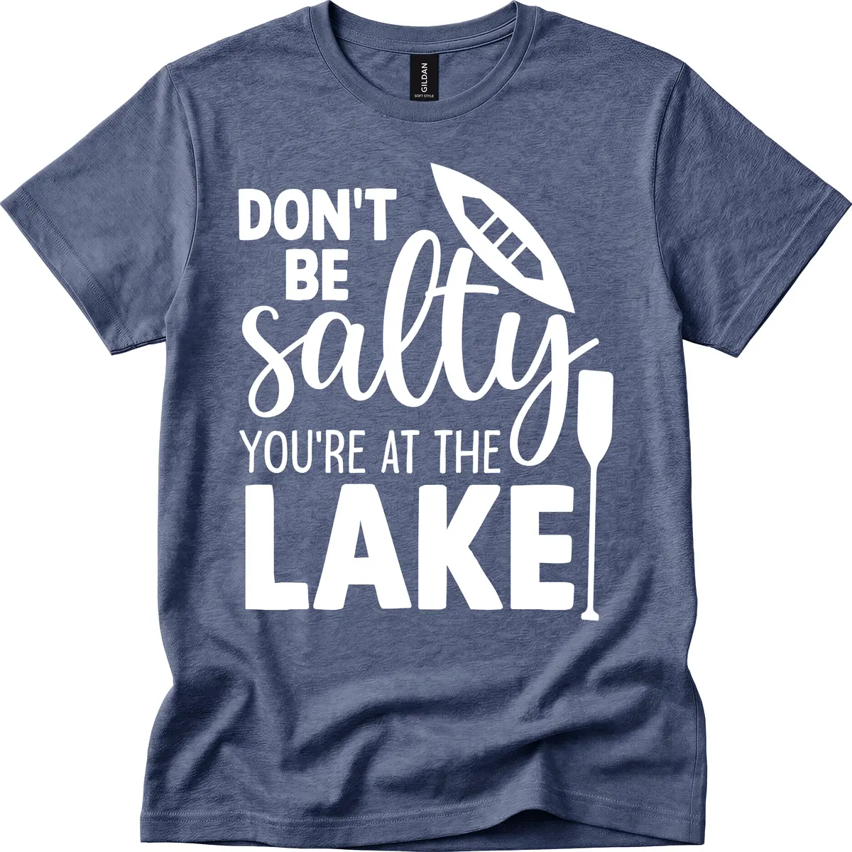 Don't Be Salty You're At The Lake T-Shirt in Heather Navy