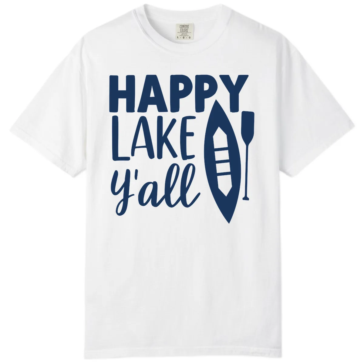 Happy Lake Y'all Boat Design Comfort Color in White