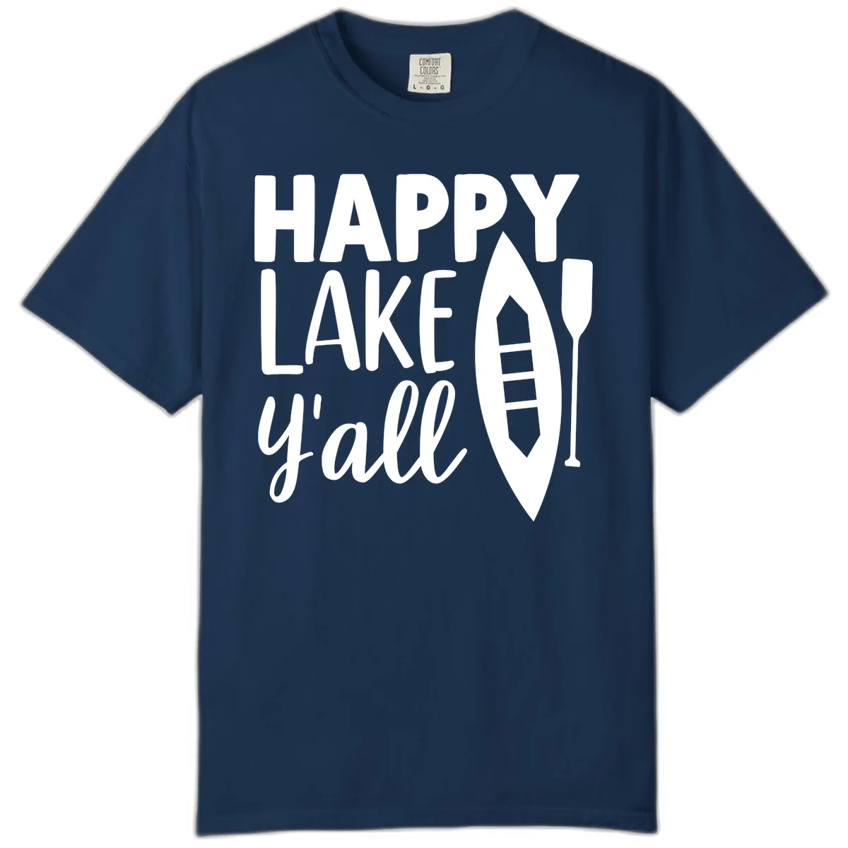 Happy Lake Y'all Boat Design Comfort Color in Navy