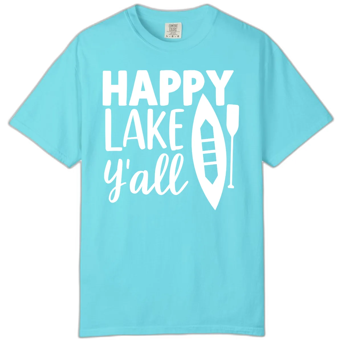 Happy Lake Y'all Boat Design Comfort Color in Lagoon Blue
