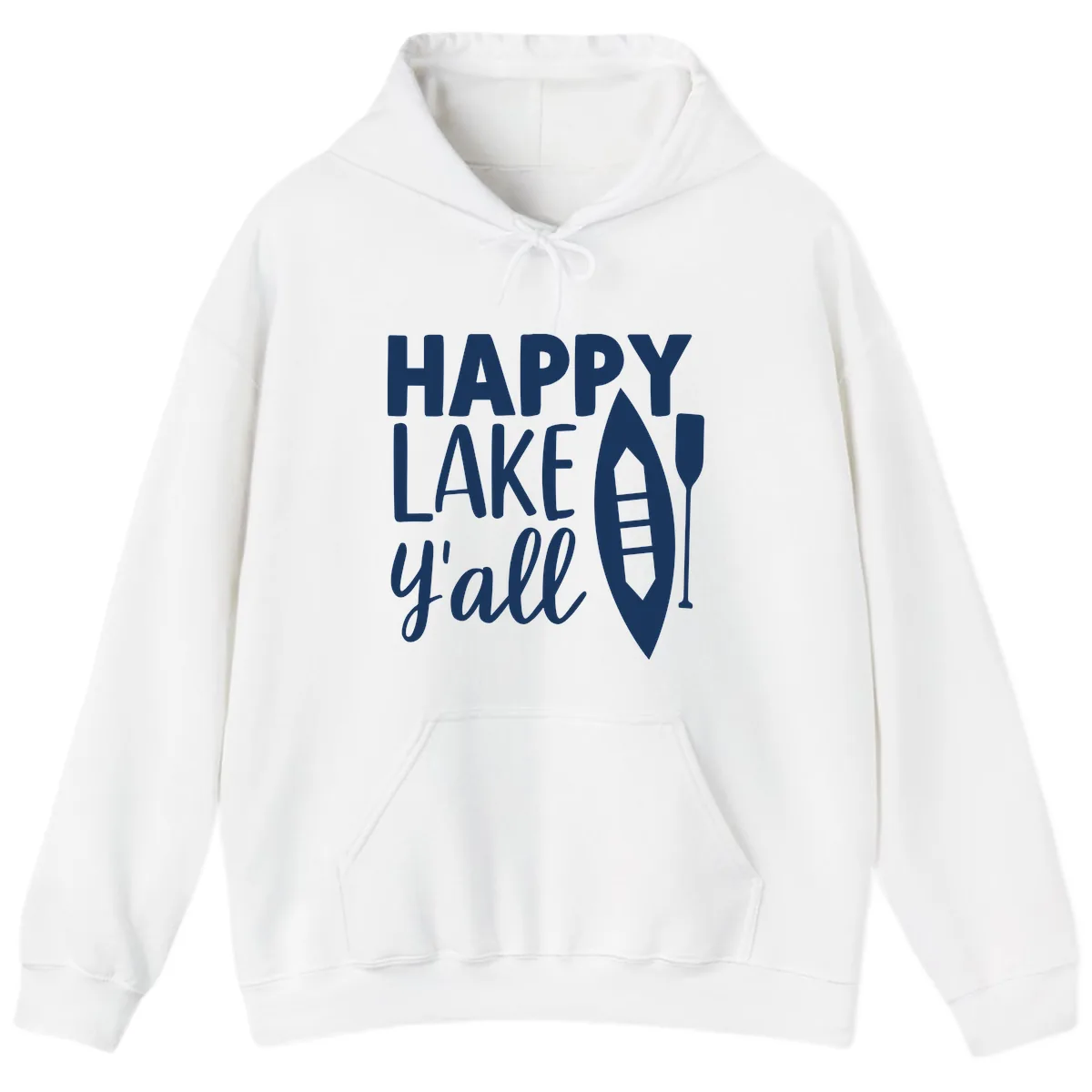 Happy Lake Y'all Boat Design Hoodie in White