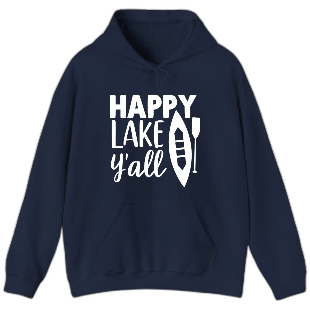 Happy Lake Y'all Boat Design Hoodie in Navy
