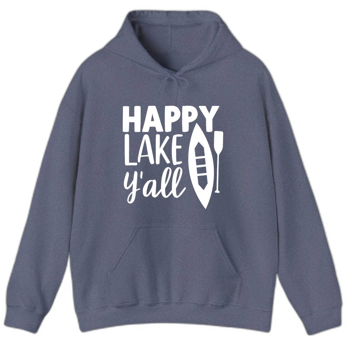 Happy Lake Y'all Boat Design Hoodie in Heather Navy