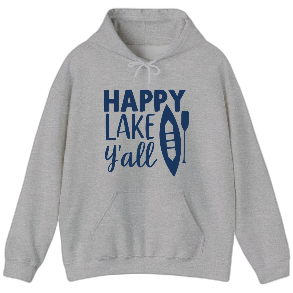 Happy Lake Y'all Boat Design Hoodie in Sport Grey
