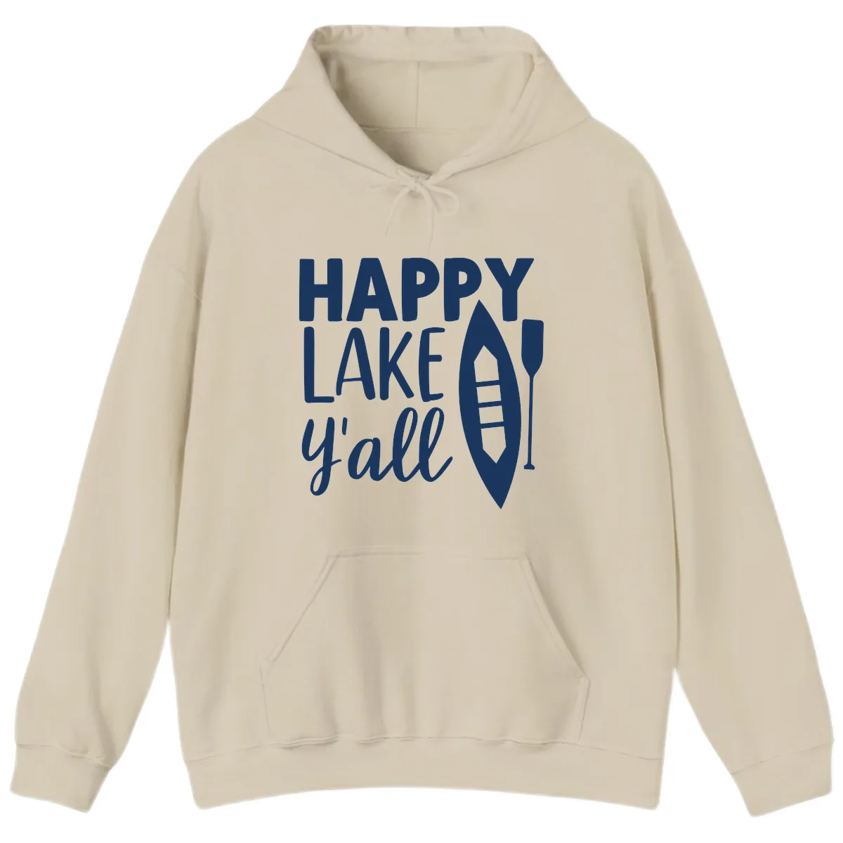 Happy Lake Y'all Boat Design Hoodie in Sand