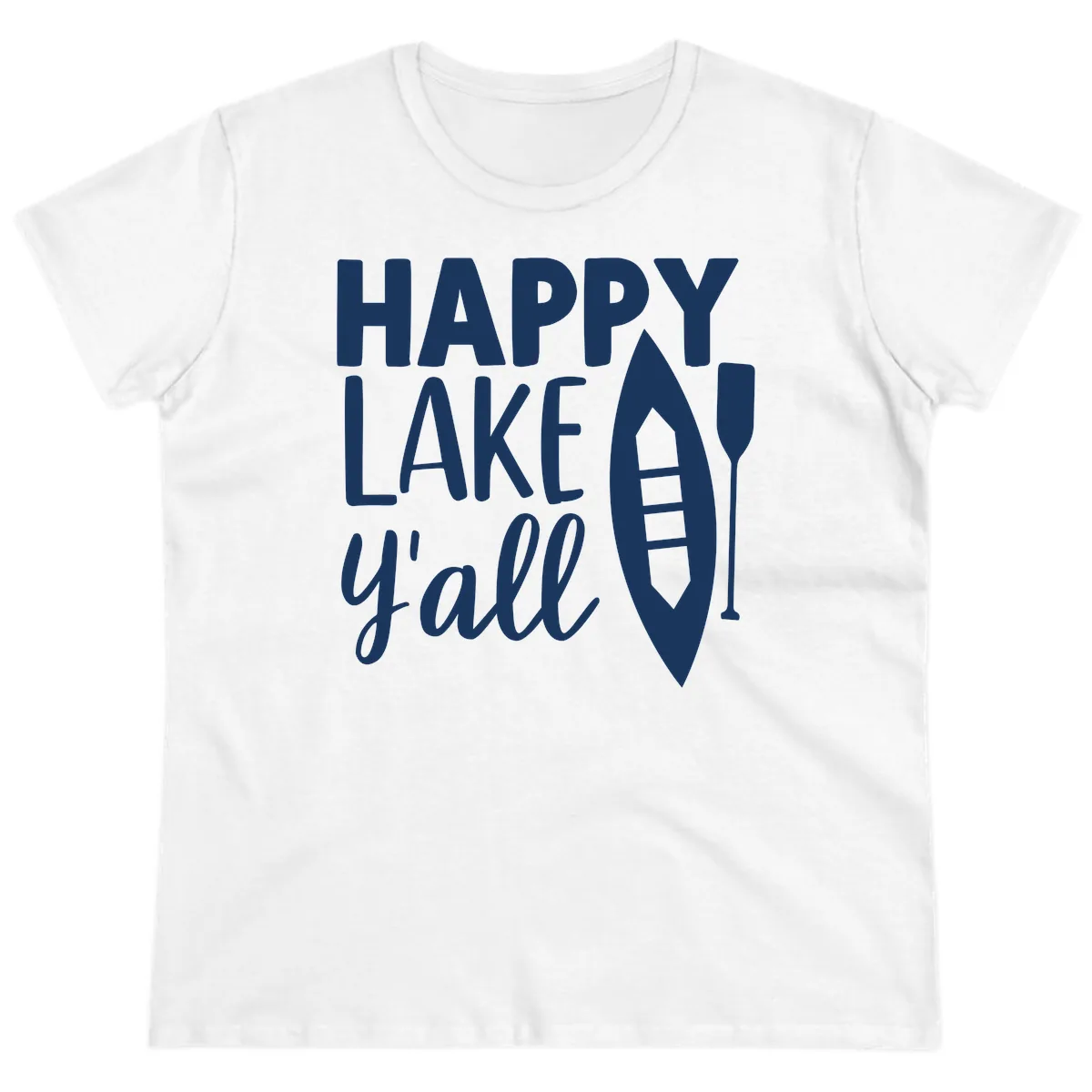 Happy Lake Y'all Boat Design Ladies Tee in White