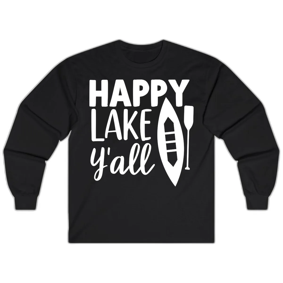 Happy Lake Y'all Boat Design Long Sleeve in Black