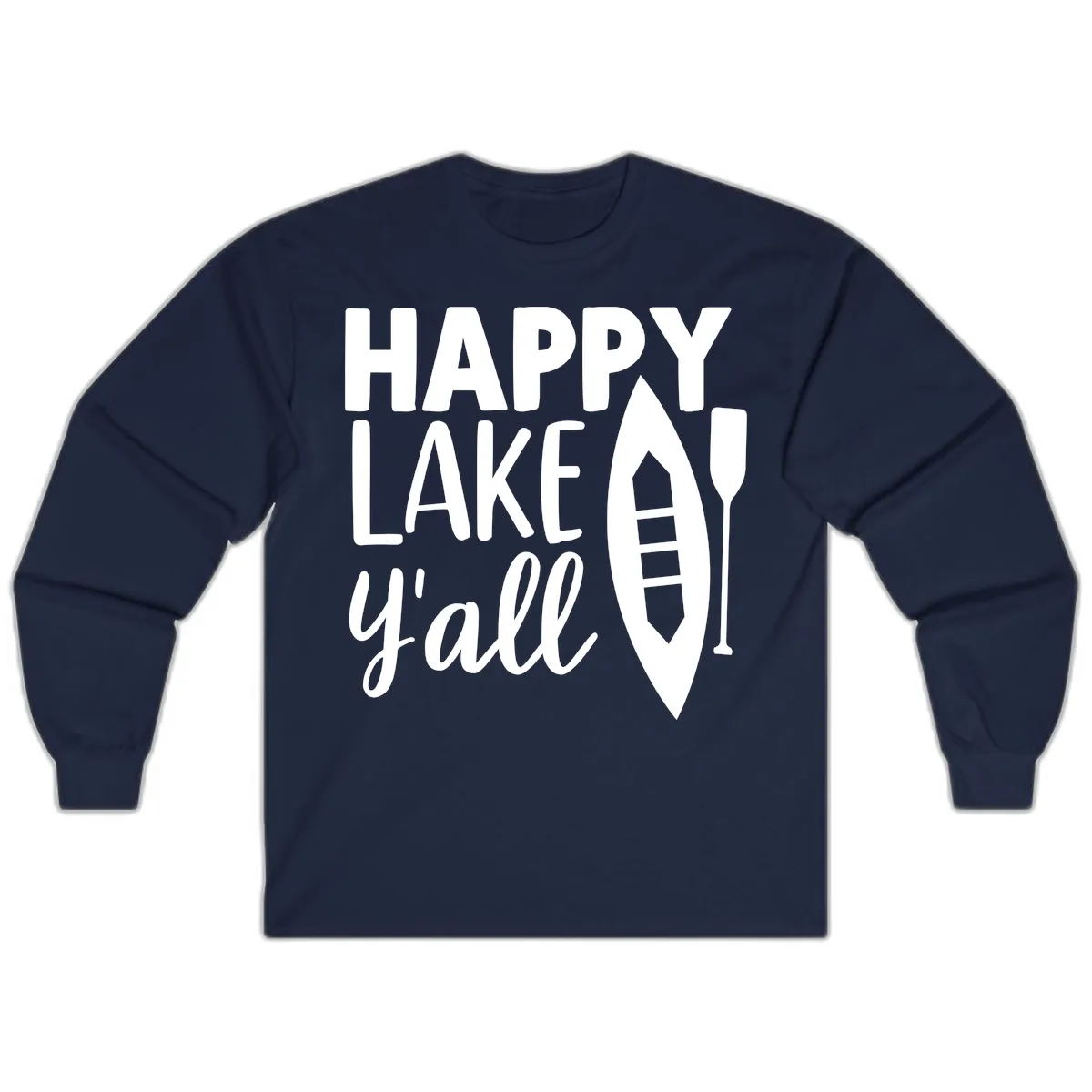 Happy Lake Y'all Boat Design Long Sleeve in Navy