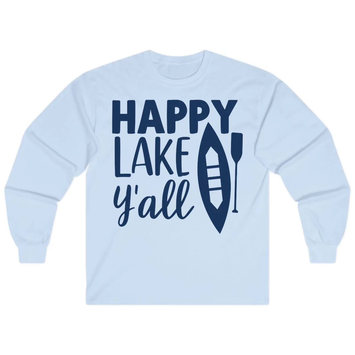 Happy Lake Y'all Boat Design Long Sleeve in Light Blue
