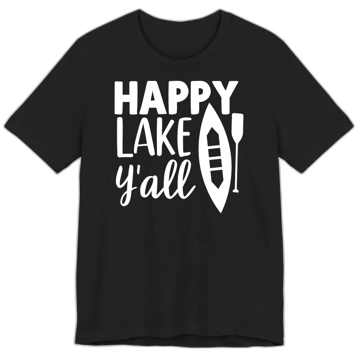 Happy Lake Y'all Boat Design Premium T-Shirt in Black