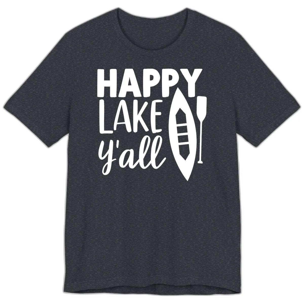 Happy Lake Y'all Boat Design Premium T-Shirt in Heather Navy