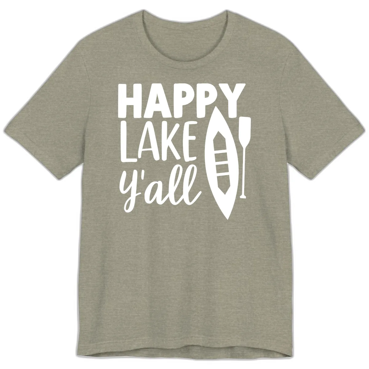 Happy Lake Y'all Boat Design Premium T-Shirt in Heather Stone