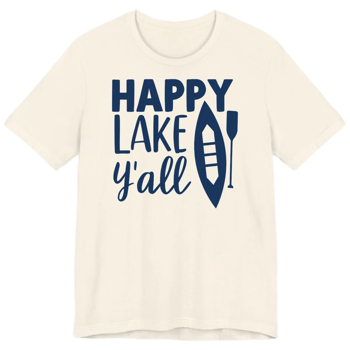 Happy Lake Y'all Boat Design Premium T-Shirt in Natural