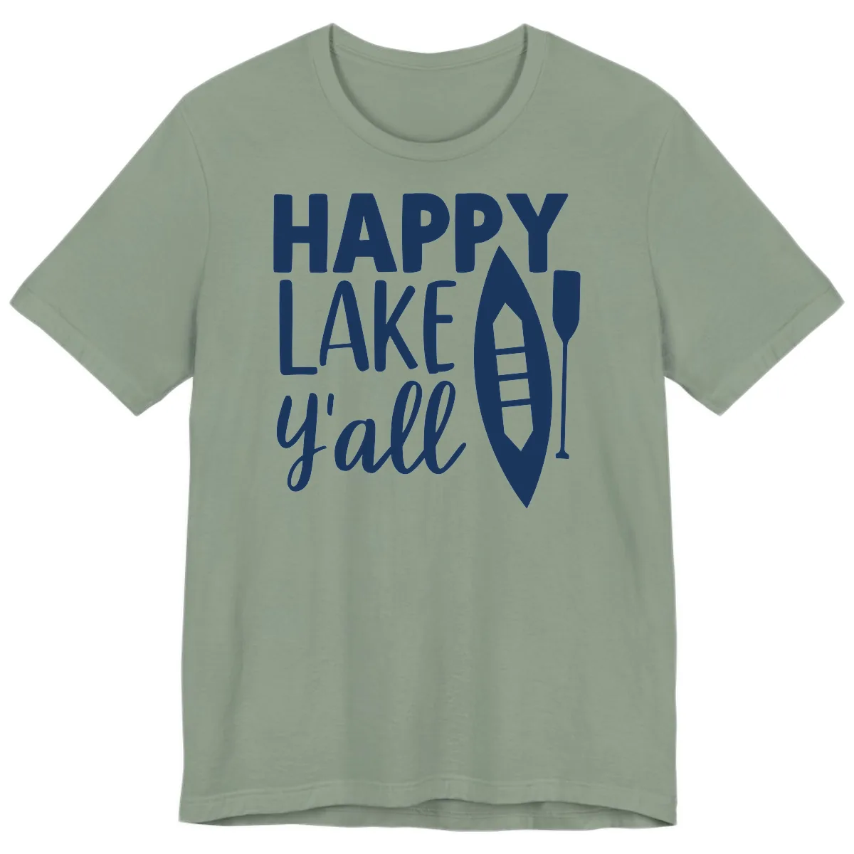 Happy Lake Y'all Boat Design Premium T-Shirt in Sage