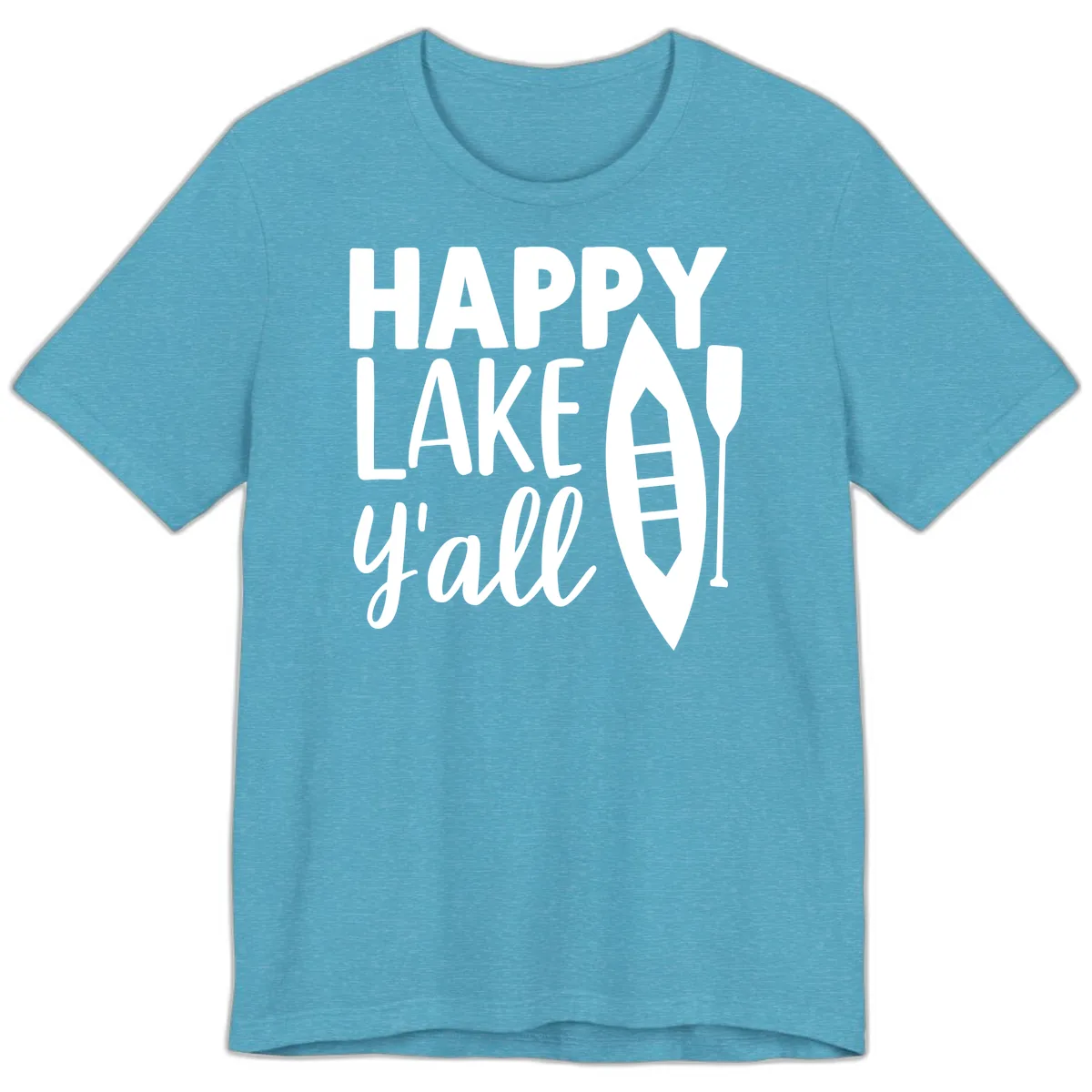 Happy Lake Y'all Boat Design Premium T-Shirt in Heather Aqua