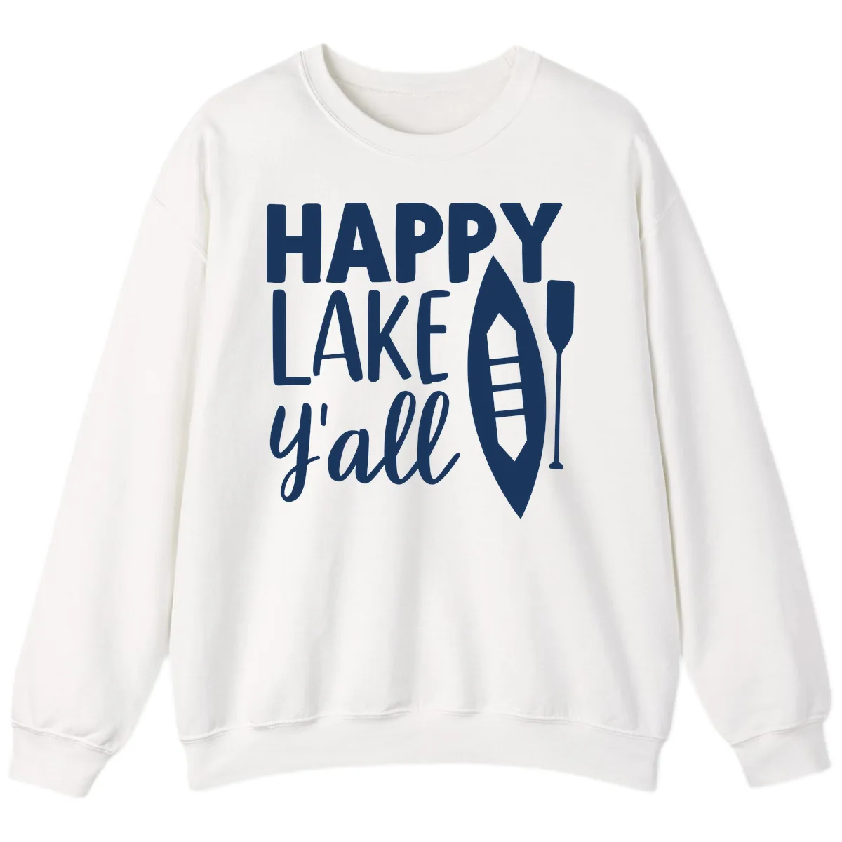 Happy Lake Y'all Boat Design Sweatshirt in White