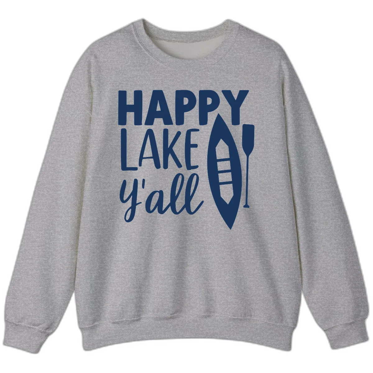 Happy Lake Y'all Boat Design Sweatshirt in Sport Grey