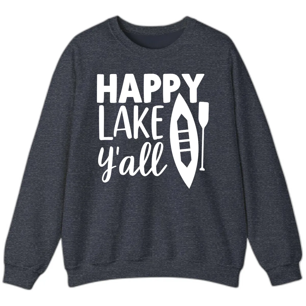 Happy Lake Y'all Boat Design Sweatshirt in Heather Sport Dark Navy