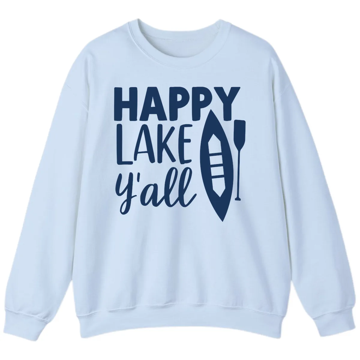 Happy Lake Y'all Boat Design Sweatshirt in Light Blue