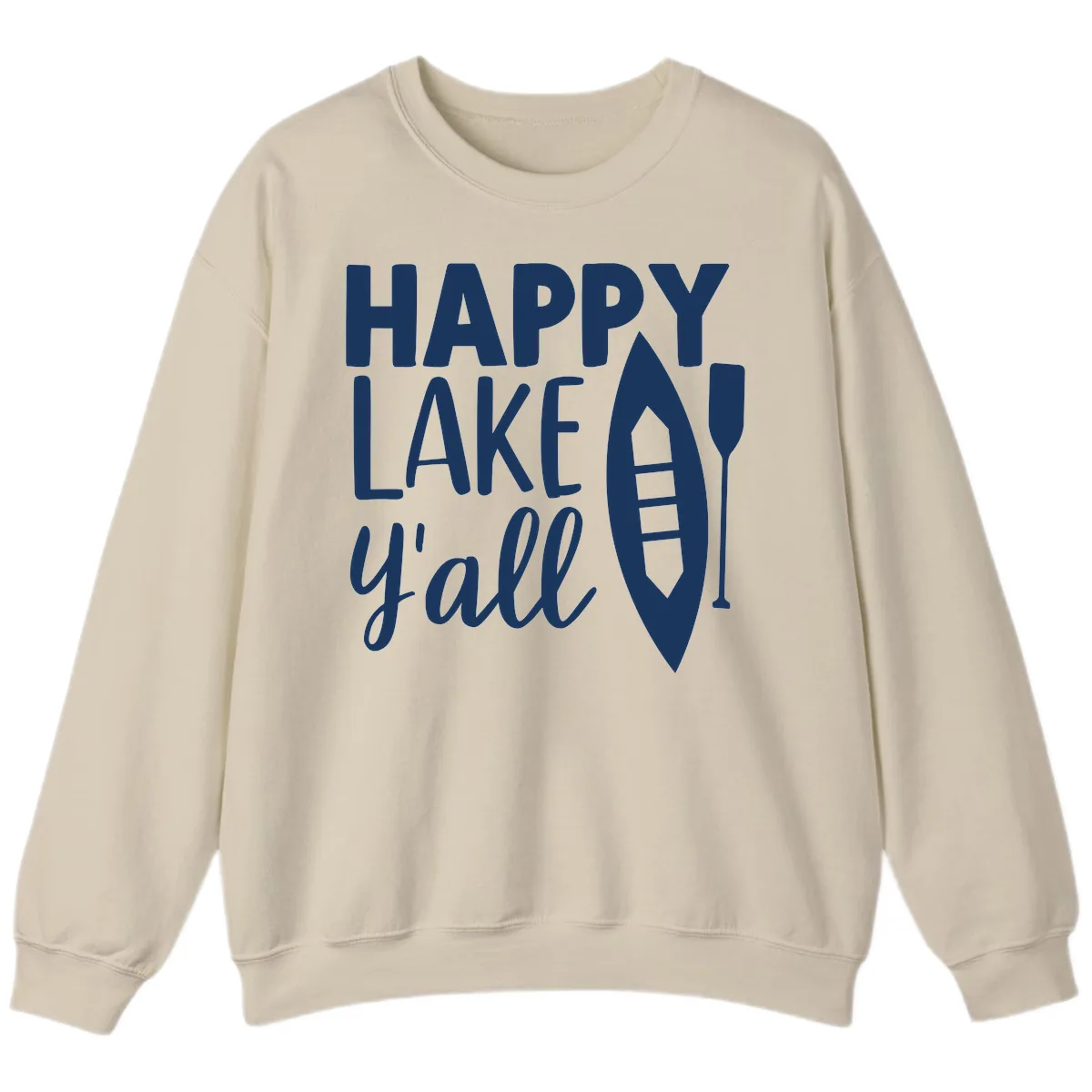 Happy Lake Y'all Boat Design Sweatshirt in Sand