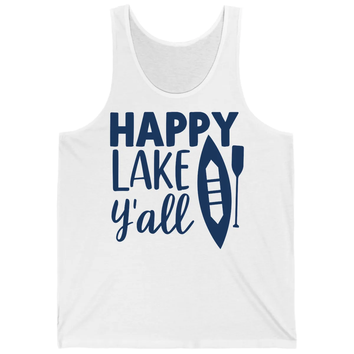 Happy Lake Y'all Boat Design Tank in White