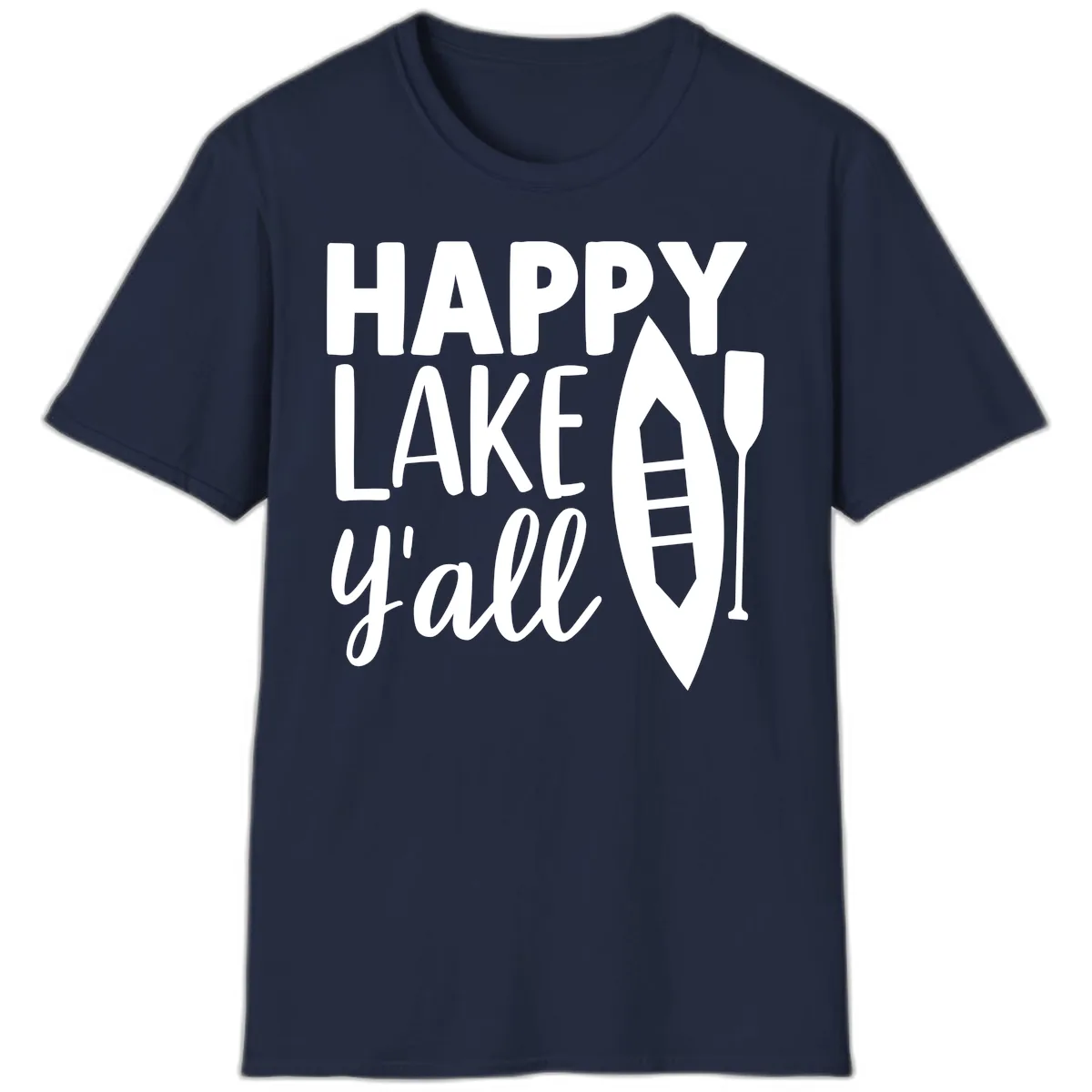 Happy Lake Y'all Boat Design T-Shirt in Navy