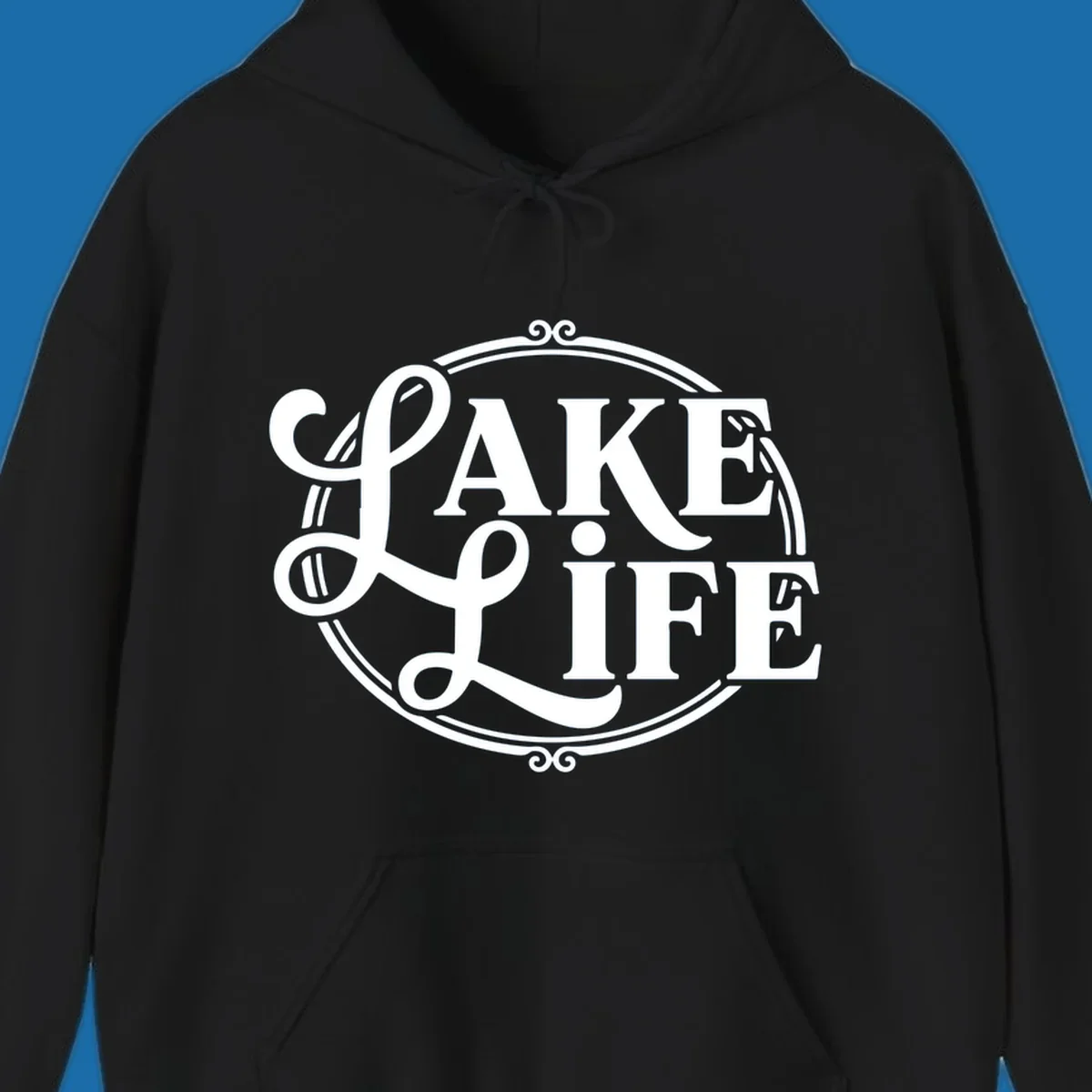 Lake Life typography design with decorative circle frame. Primary keyword: lake-life-typography.