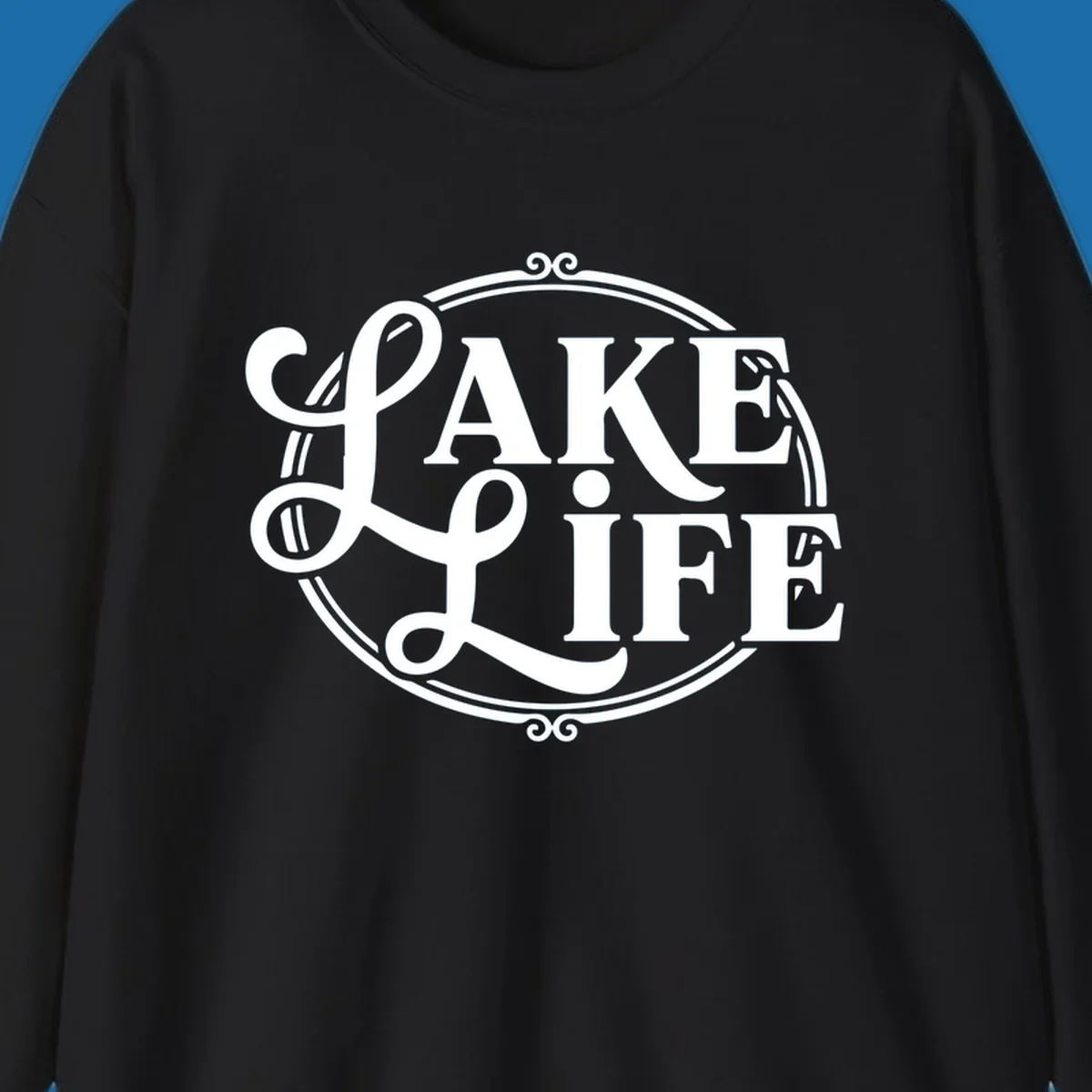 Lake Life typography design with decorative circle frame. Primary keyword: lake-life-typography.