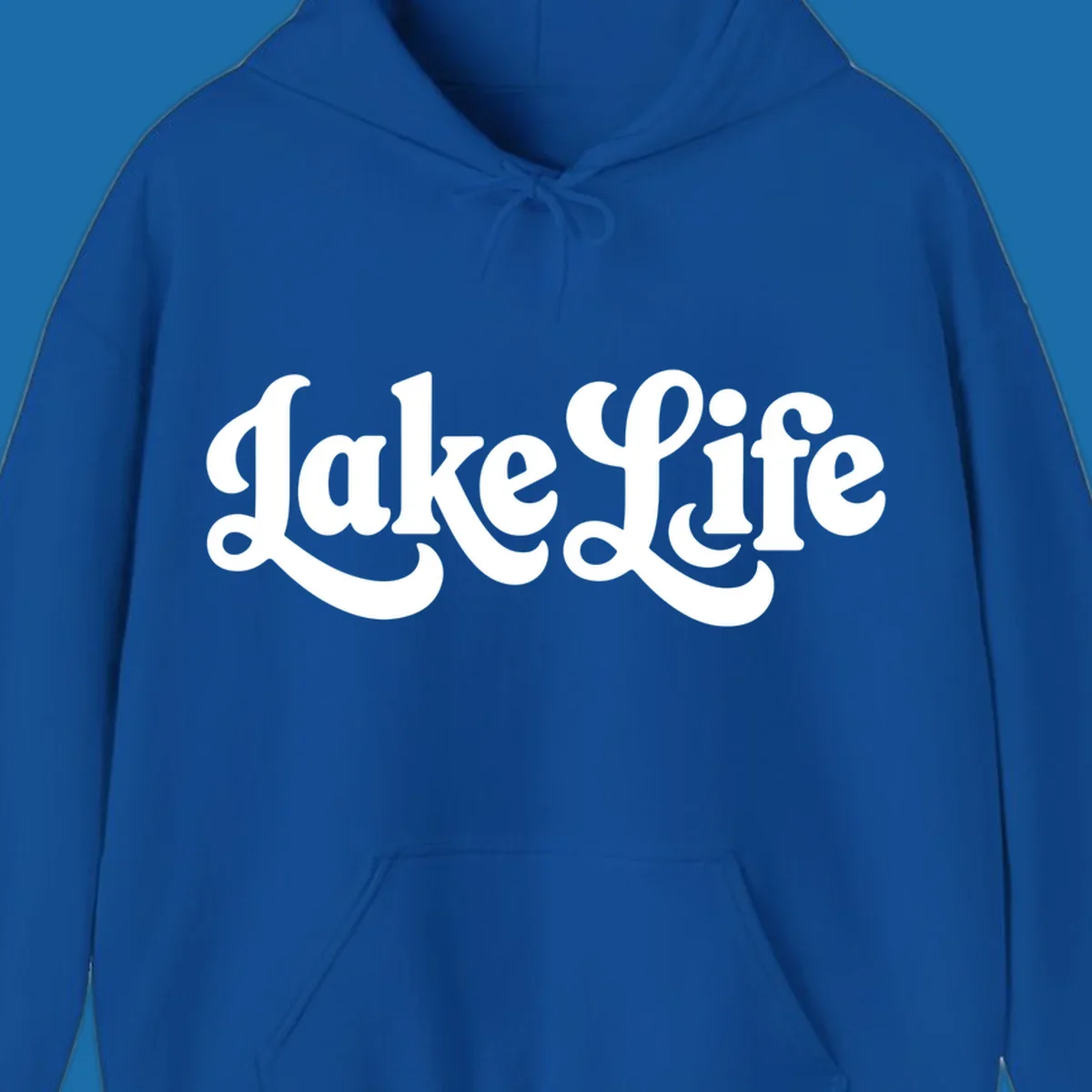 Retro "Lake Life" script text design on black and white backgrounds.