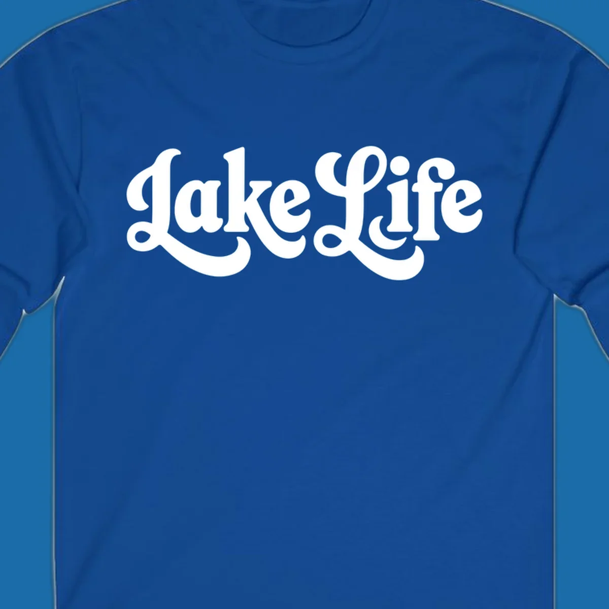 Retro "Lake Life" script text design on black and white backgrounds.