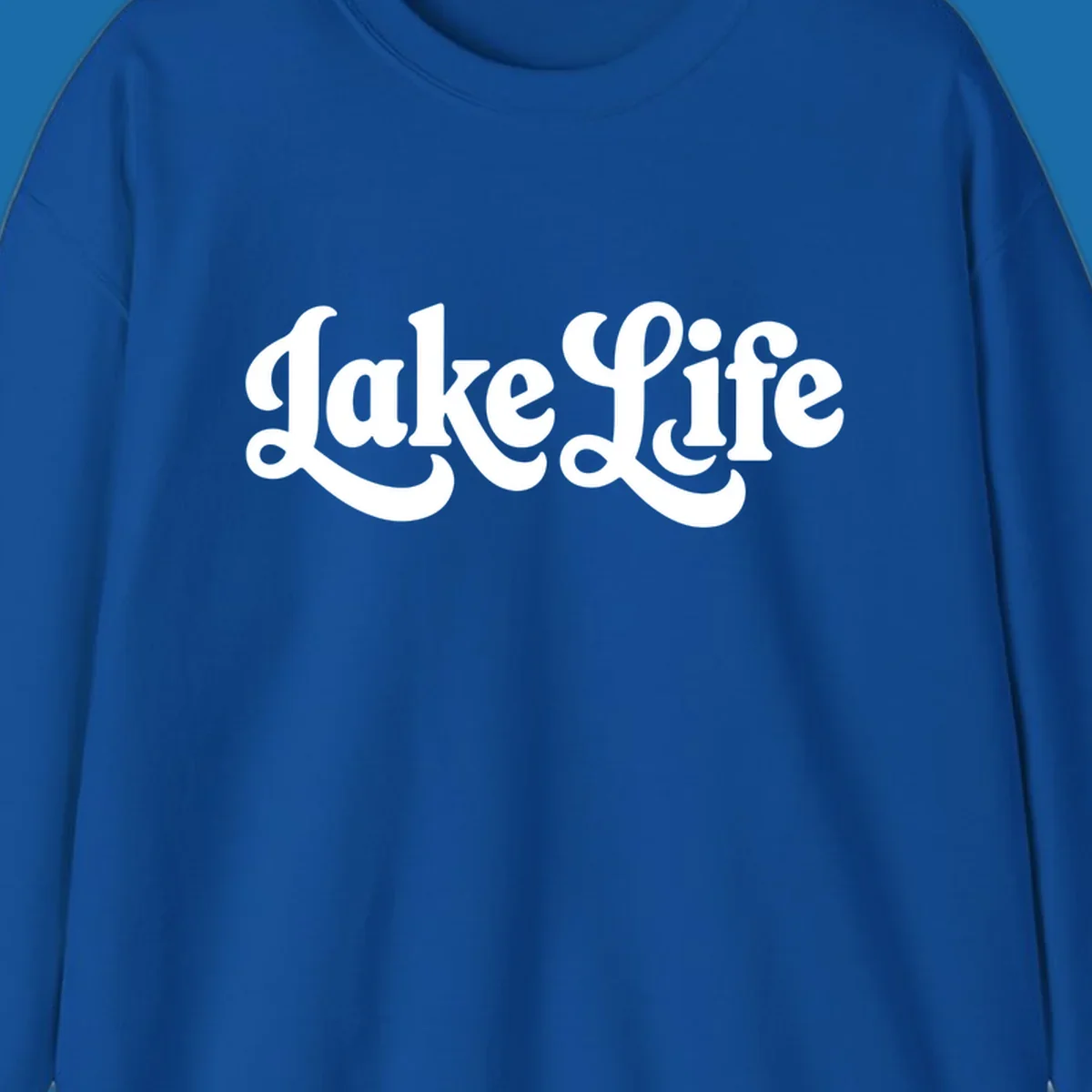 Retro "Lake Life" script text design on black and white backgrounds.