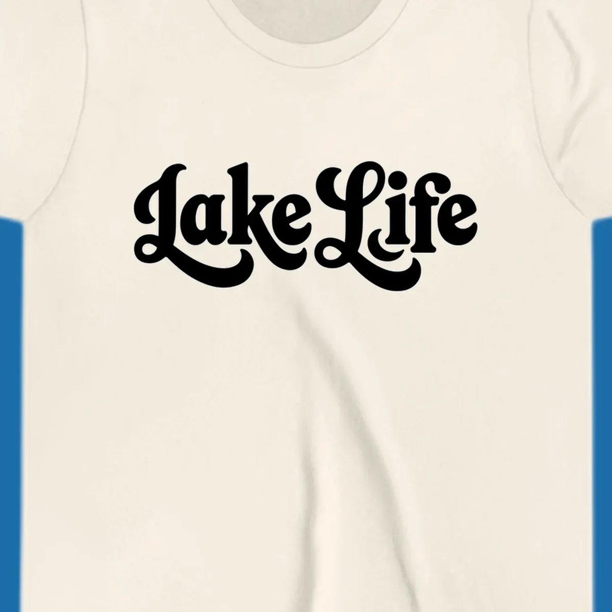 Retro "Lake Life" script text design on black and white backgrounds.