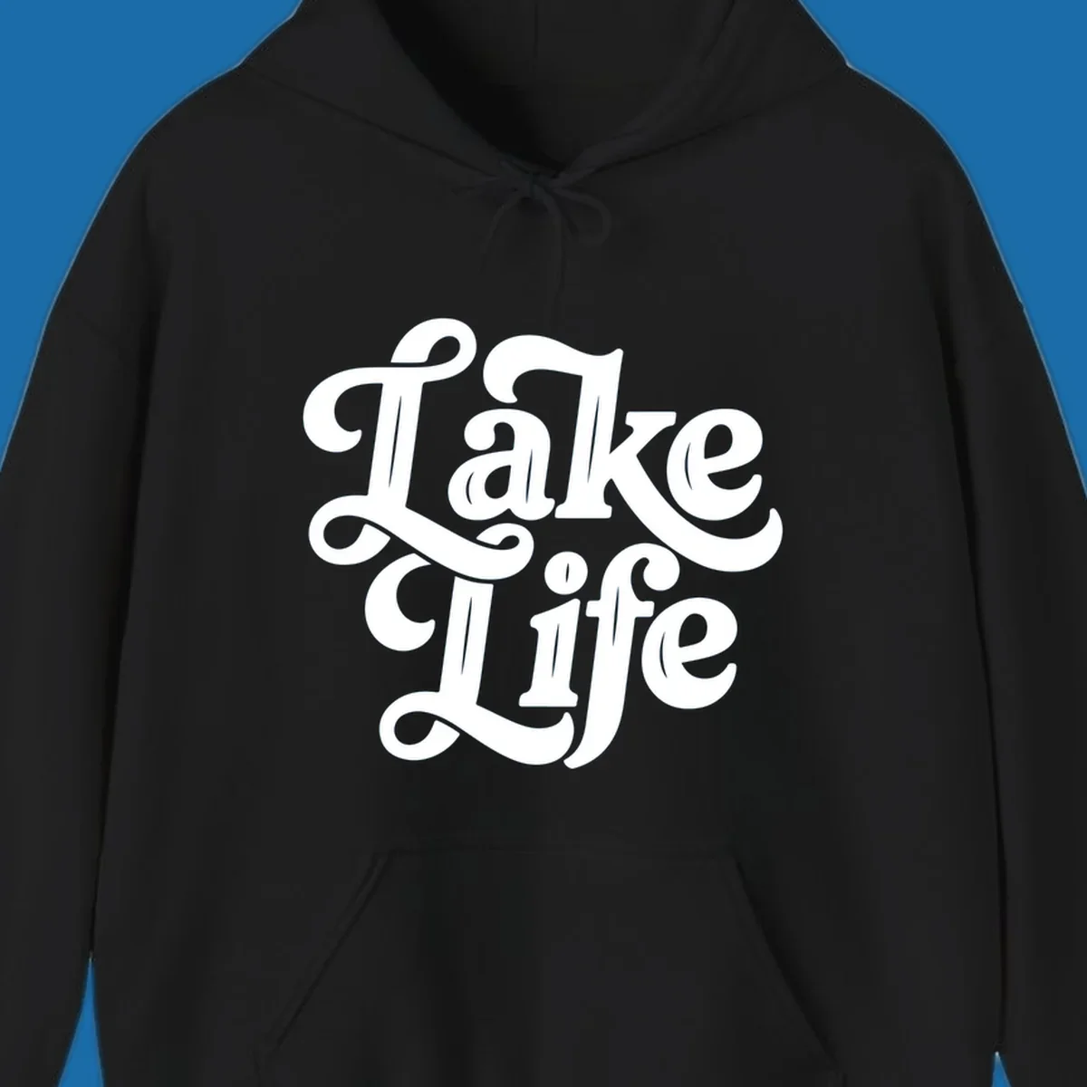 Retro white script text 'Lake Life' on a dark background, and black script text 'Lake Life' on a light background.