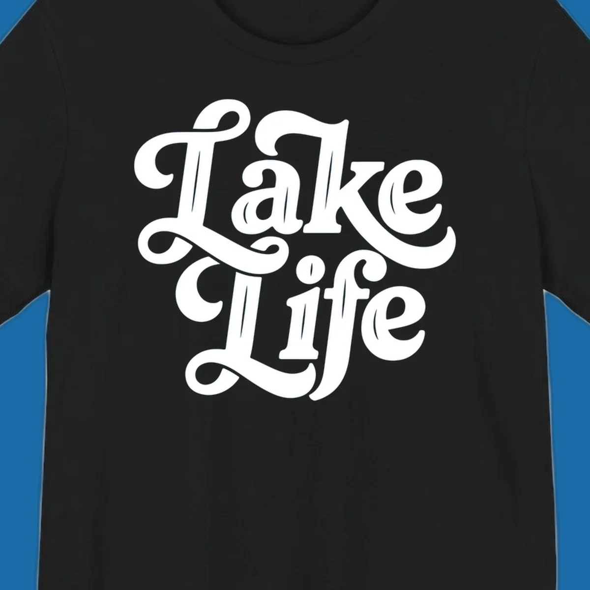 Retro white script text 'Lake Life' on a dark background, and black script text 'Lake Life' on a light background.