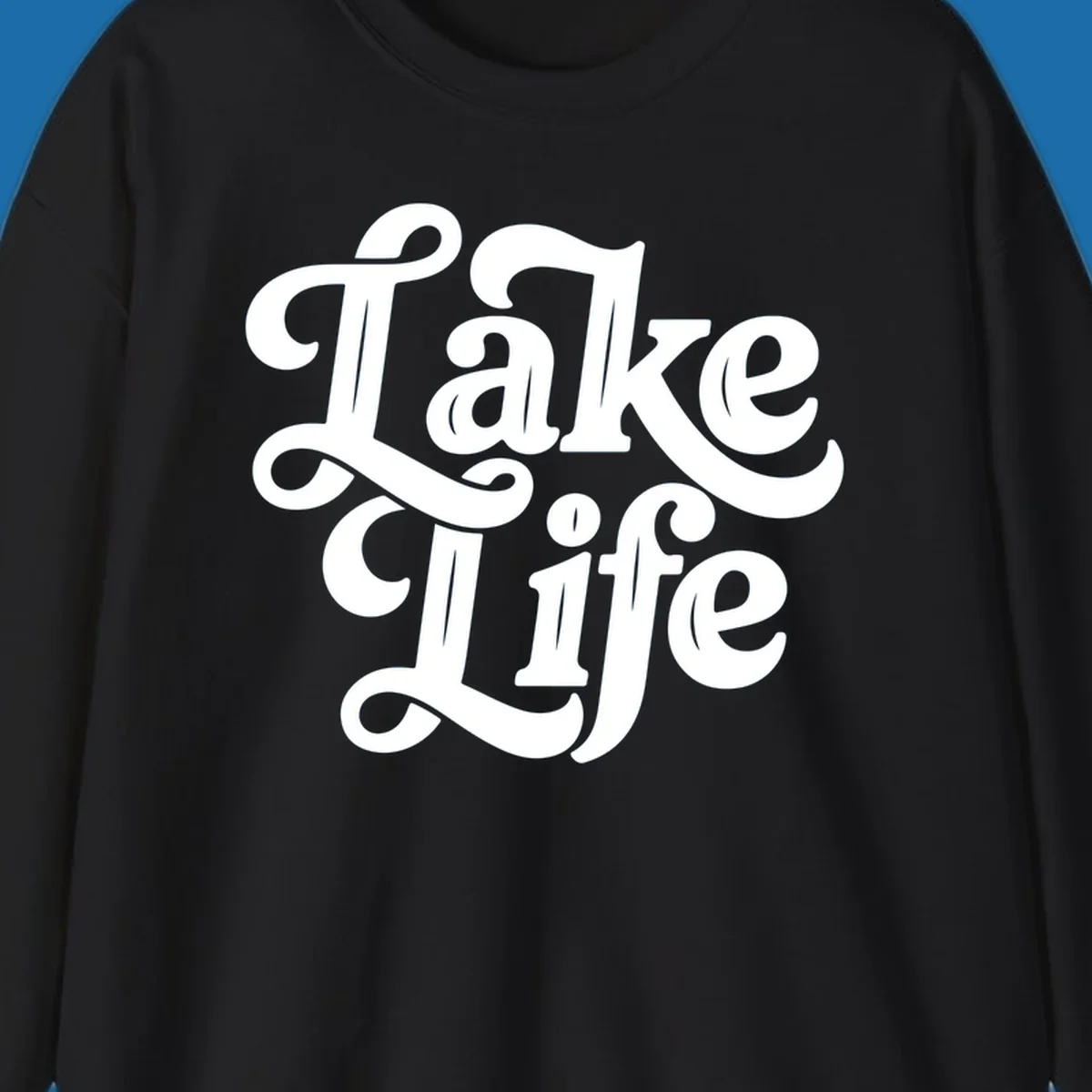 Retro white script text 'Lake Life' on a dark background, and black script text 'Lake Life' on a light background.