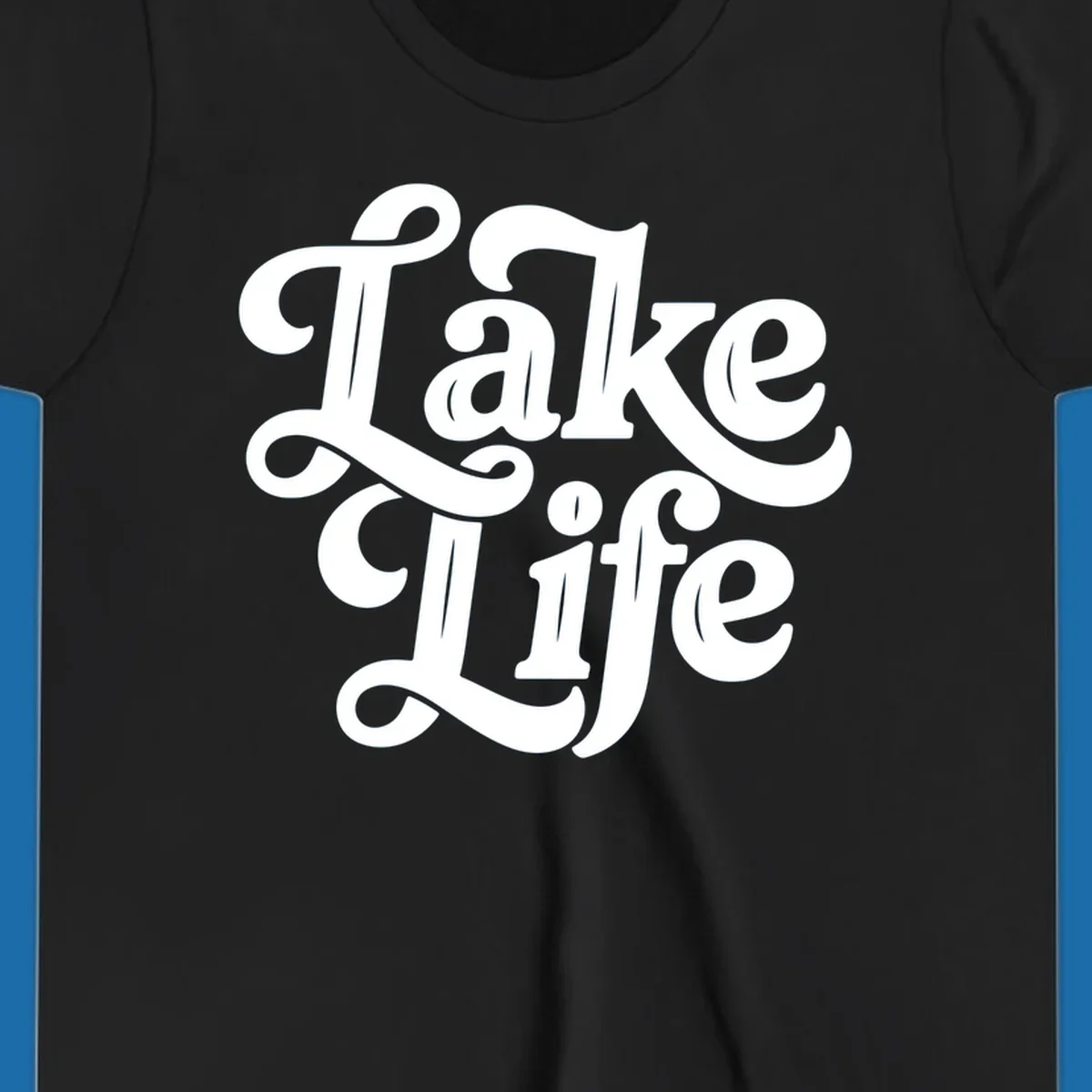 Retro white script text 'Lake Life' on a dark background, and black script text 'Lake Life' on a light background.
