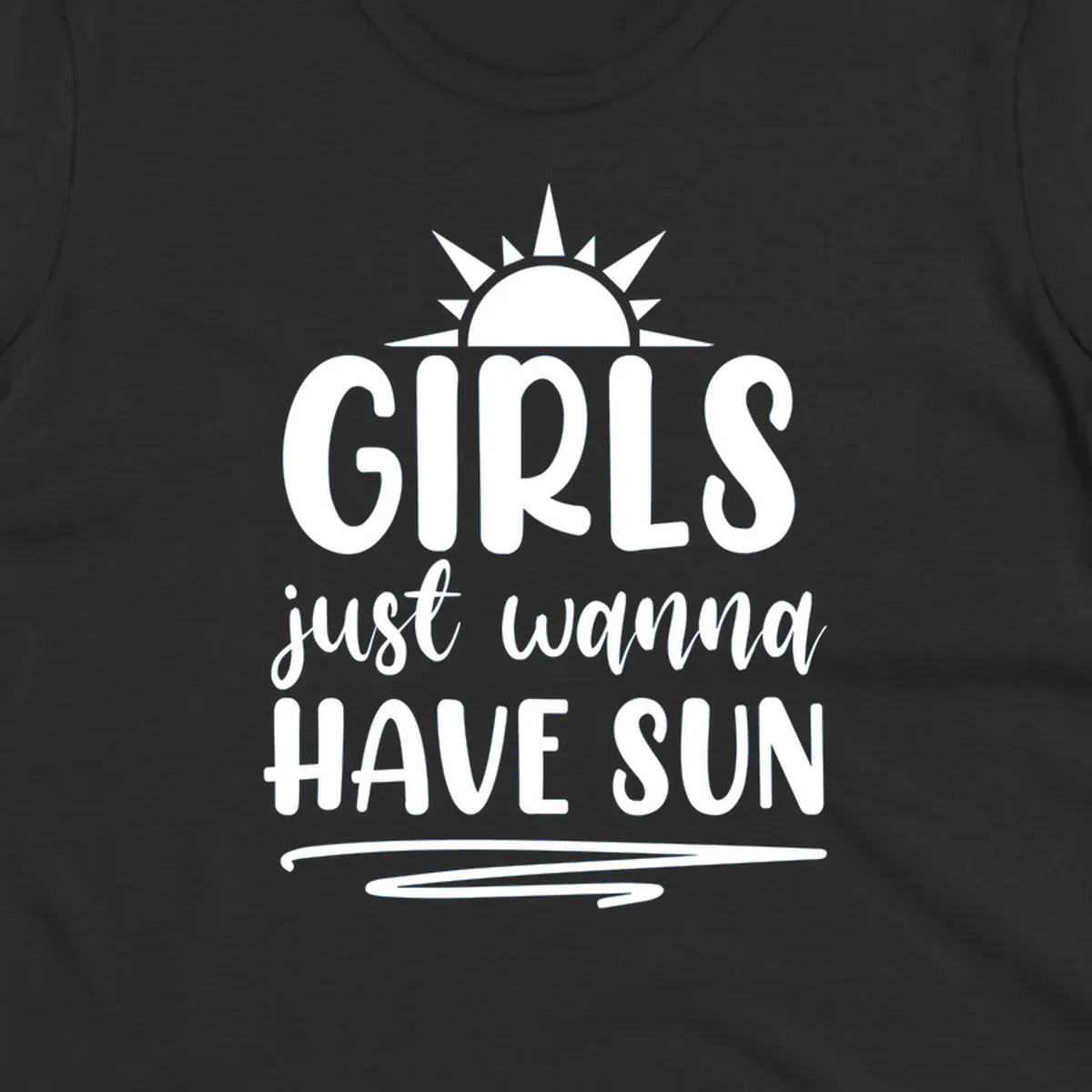 Girls just wanna have sun text and sun graphic for summer lake days.
