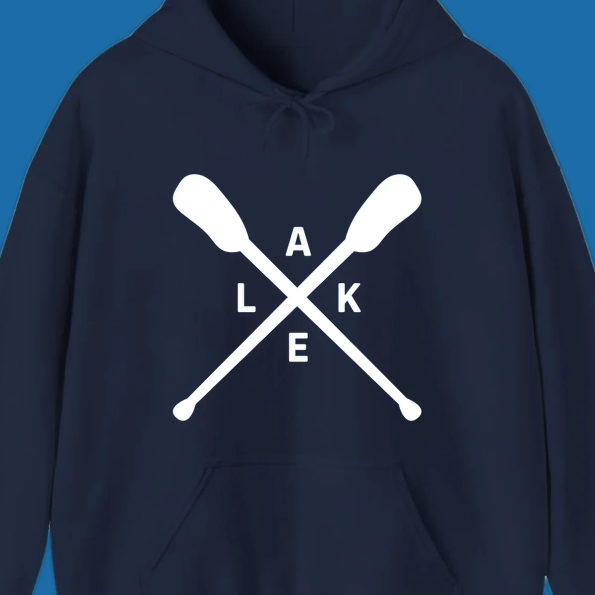 Crossed oars with the word LAKE in the center, representing lake day adventures.