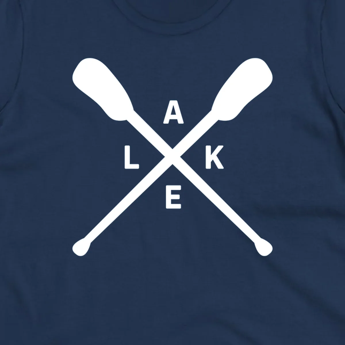 Crossed oars with the word LAKE in the center, representing lake day adventures.